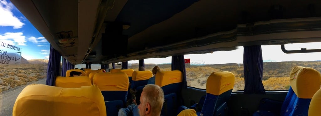 Panoramic shot of an overnight bus to El Calafate