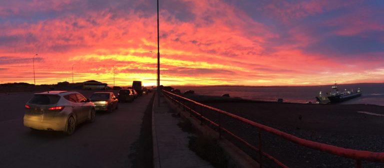 Sunset Panorama Over Tierra Del Fuego Ferry