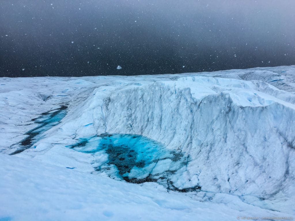 Snow on the Perito Moreno Glacier in Patagonia, Argentina.