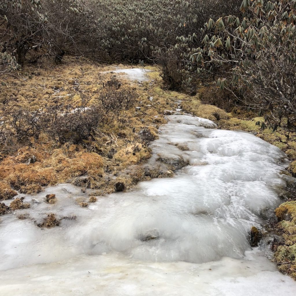 A frozen river in the Himalayas.